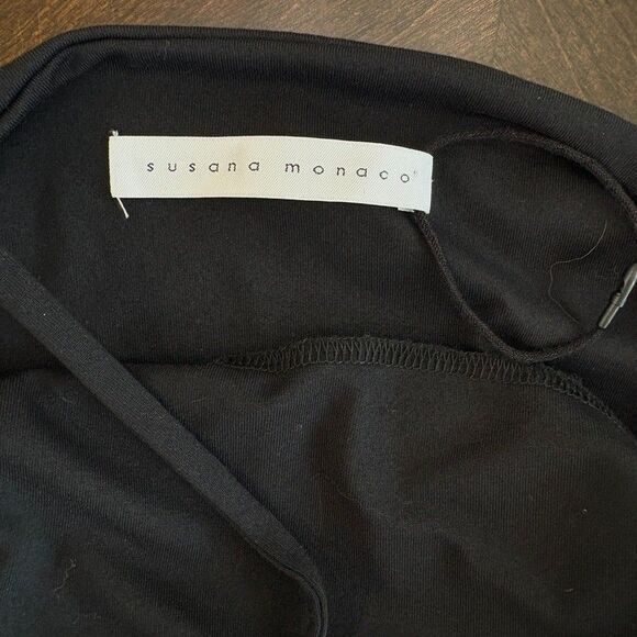 Susana Monaco Black Thin Strap Ruched Side Slit Dress Size M Party Cocktail Sexy - Picture 5 of 10